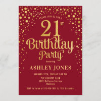21st Birthday Party - Red & Gold