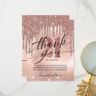 21st Birthday Party Rose Gold  Thank You Card