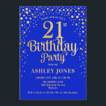 21st Birthday Party - Royal Blue & Gold Invitation<br><div class="desc">21st Birthday Party Invitation.
Elegant design in royal blue and faux glitter gold. Features stylish script font and confetti. Message me if you need custom age.</div>