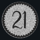 21st Birthday Party Silver Glitter Classic Round Sticker<br><div class="desc">Get these cute stickers to adorn your party favors for all your favorite guests. A stylish number to celebrate a birthday party.
NOTE the glitter image is a printed picture</div>