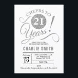 21st Birthday Party - Silver White Invitation<br><div class="desc">21st Birthday Party Invitation in faux glitter Silver and White. Cheers to 21 years! Elegant modern typography script style design.
Can be customised into any age.
Please message me if you need further customisation.</div>