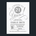 21st Birthday Party - Silver White Invitation<br><div class="desc">21st Birthday Party Invitation in faux glitter Silver and White. Cheers to 21 years! Elegant modern typography script style design.
Can be customised into any age.
Please message me if you need further customisation.</div>