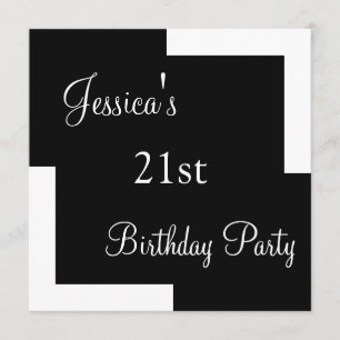 21st Birthday Party Simple Black & White Invitation