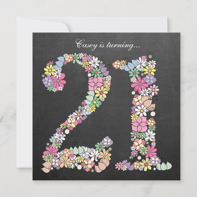 21st Birthday Party Spring Chalkboard Custom Invitation (Front)