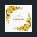21ST Birthday Party Sunflower Daisy Custom Napkin<br><div class="desc">Elegant and classy yellow sunflower,  peony and white daisy floral napkins. Three lines of text let you personalise your table decor.</div>