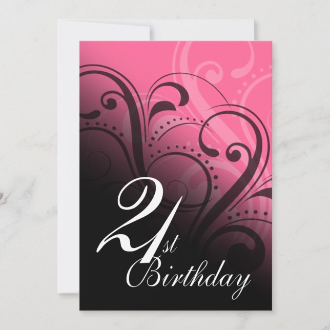 21st Birthday Party Swirl Invitation (Front)