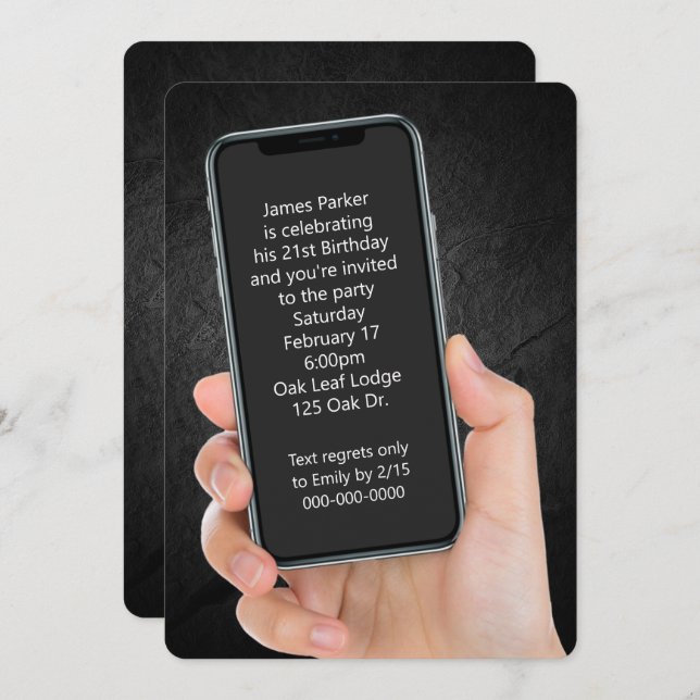 21st Birthday Party Text Message  Invitation (Front/Back)