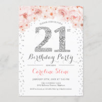 21st Birthday Party - White Silver Pink