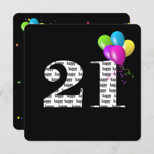 21st Birthday Party with balloon bunch Invitation