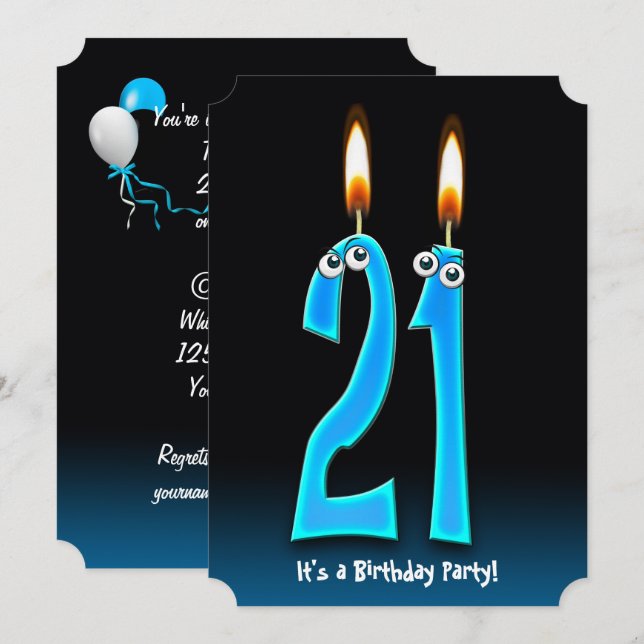 21st Birthday Party with eyeballs Invitation (Front/Back)