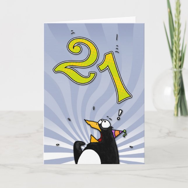 21st Birthday - Penguin Surprise Card (Front)