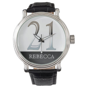 21st Birthday Personalised Chalkboard Number 21 Watch