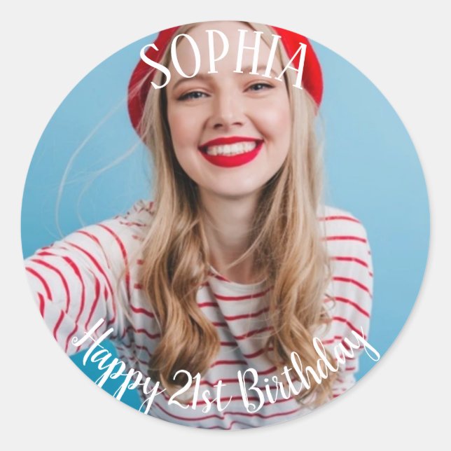 21st Birthday personalized party bag  Classic Round Sticker (Front)