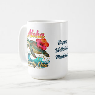  21st Birthday Personalized Tropical Sea Turtle  Coffee Mug