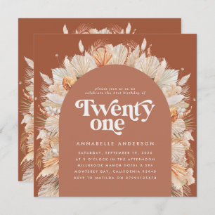 21st birthday photo arch pampas grass terracotta