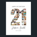 21st Birthday Photo Collage Poster<br><div class="desc">Create your own personalised birthday photo collage poster featuring your favourite pictures in the shape of the number 21.</div>
