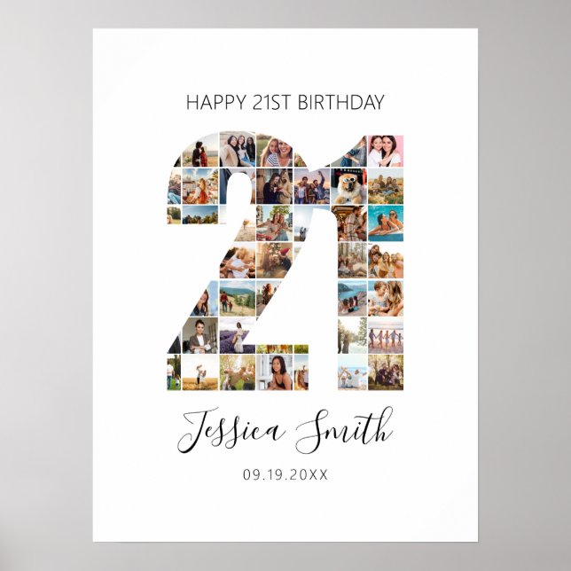 21st Birthday Photo Collage Poster (Front)