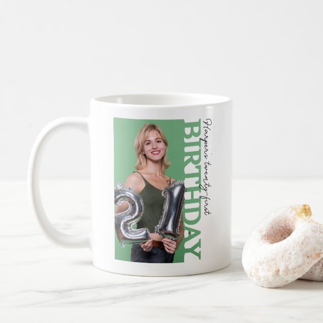 21st Birthday Photo college Party  Coffee Mug (With Donut)