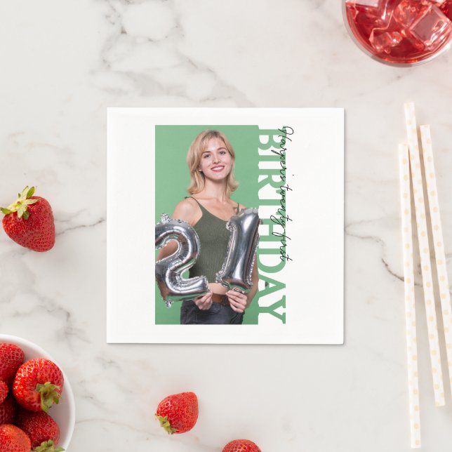 21st Birthday Photo college Party  Napkin (Insitu)