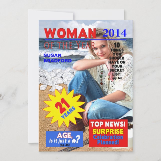 21ST Birthday PHOTO Invitation - Magazine Cover (Front)