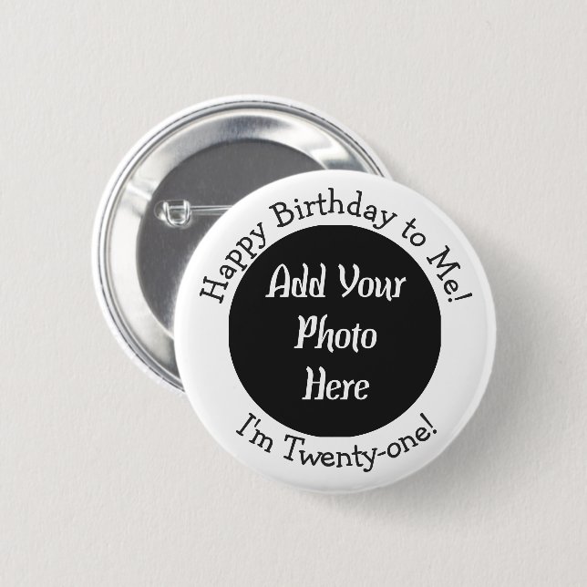 21st Birthday Photo Personalised Button (Front & Back)