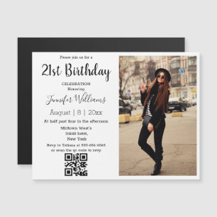  21st birthday photo qr code invitation magnet