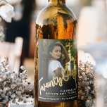 21st Birthday photo script gold effect 21 key Wine Label<br><div class="desc">Twenty-One bold gold style effect script text on black wine or drink label. Personalise this 21st birthday party script labels with a photo of your birthday girl or boy, name and drink or wine description or message. Ideal for your party tables or to gift to a birthday girl or boy,...</div>