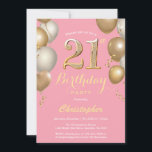 21st Birthday Pink and Gold Balloons Confetti Invitation<br><div class="desc">21st Birthday Pink and Gold Balloons Confetti Invitation. For further customisation,  please click the "Customise it" button and use our design tool to modify this template.</div>