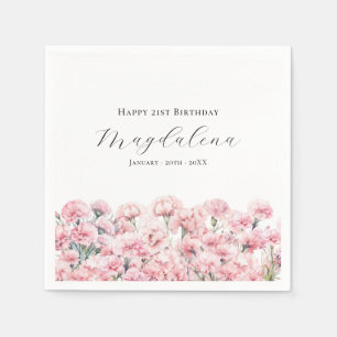 21st Birthday Pink Carnation January Birth Flower Napkin