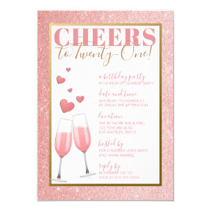 21st BIRTHDAY | PINK CHAMPAGNE Invitation