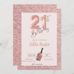 21st Birthday Pink Champange  Pink Glitter Invitation<br><div class="desc">21st birthday,  pink 21st birthday,  21st girl birthday,  21 st birthday invitations,  21 birthday invitations,  21 birthday champange,  pink glitter invitation,  21 birthday invite,  21st birthday invite, </div>