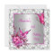 21st Birthday Pink Floral Butterfly Silver White
