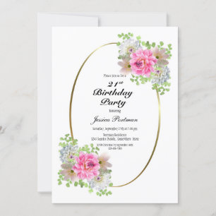 21st Birthday Pink Gold Party Invitation