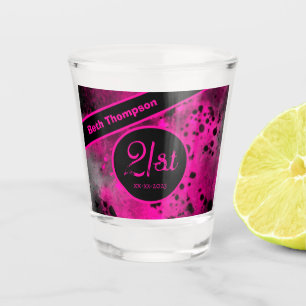 21st Birthday Pink Paint Splatter Shot glass