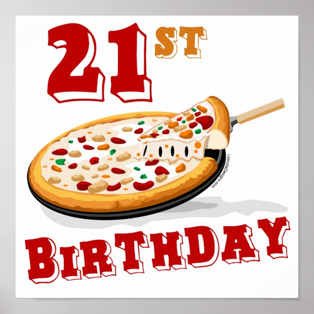 21st Birthday Pizza Party Poster (Front)