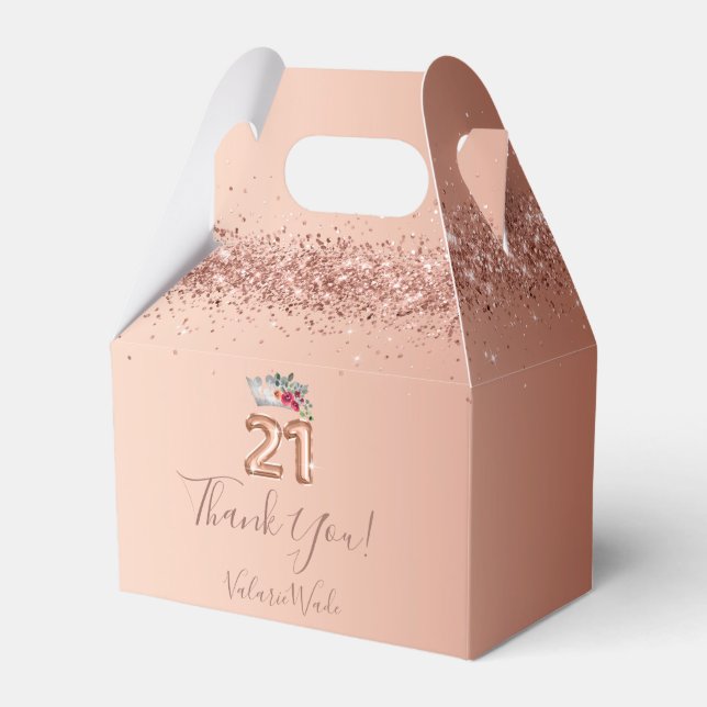 21st Birthday Pretty Pink Thank You Favour Bo Favour Box (Front Side)