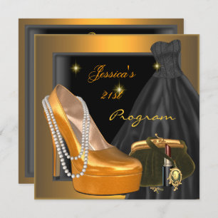 21st Birthday Program Shoe Gold Orange Black