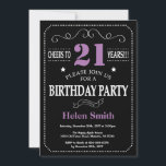 21st Birthday Purple and Black Chalkboard Invitation<br><div class="desc">21st Birthday Invitation Purple and Black Typography. Chalkboard. Black and White Background. Adult Birthday. Male Men or Women Birthday. Kids Boy or Girl Lady Teen Teenage Bday Invite. 13th 15th 16th 18th 20th 21st 30th 40th 50th 60th 70th 80th 90th 100th. Any Age. For further customisation, please click the "Customise...</div>