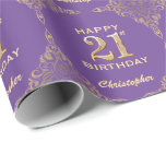 21st Birthday Purple and Gold Glitter Frame Wrapping Paper<br><div class="desc">21st Birthday Purple and Gold Glitter Frame Wrapping Paper. For further customisation,  please click the "Customise it" button and use our design tool to modify this template.</div>
