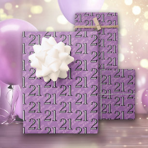 21st Birthday Purple Wrapping Paper Sheet
