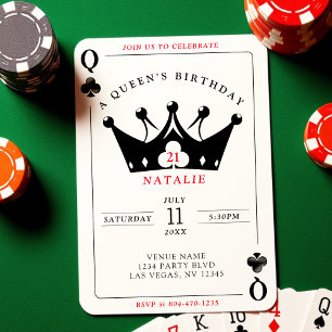 21st Birthday Queen of Clubs Casino Poker Card