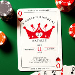 21st Birthday Queen of Hearts Casino Poker Card<br><div class="desc">Cool queen of hearts playing card 21st birthday invitation for women.  Personalise it with your age and event details.  Great for a poker or Las Vegas themed birthday celebration.</div>