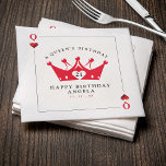21st Birthday Queen of Hearts Casino Poker Card Napkin<br><div class="desc">Cool queen of hearts playing card 21st birthday party napkins for women.  Personalise it with your age and event details.  Great for a poker or Las Vegas themed birthday celebration.</div>
