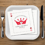 21st Birthday Queen of Hearts Casino Poker Card Napkin<br><div class="desc">Cool queen of hearts playing card 21st birthday party napkins for women.  Personalise it with your age and event details.  Great for a poker or Las Vegas themed birthday celebration.</div>