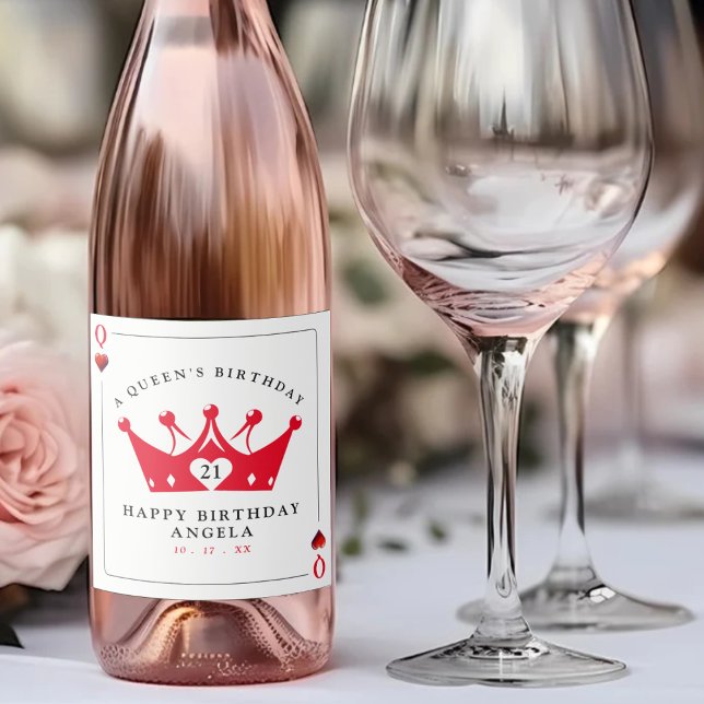 21st Birthday Queen of Hearts Casino Poker Card Sparkling Wine Label (21st Birthday Queen of Hearts Casino Poker Card Sparkling Wine Label
)