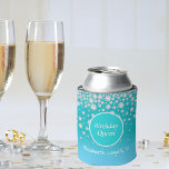 21st Birthday queen teal glitter name diamonds Can Cooler<br><div class="desc">An elegant and glamourous can cooler for a 21st birthday party for a girl. (or any age) A chic teal, green and light blue ombre faux glitter coloured background. A teal coloured circle frame with the text: Birthday Queen. Faux diamonds as decoration. Template for a name and age written with...</div>