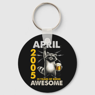 21st Birthday Racoon Beer April 2005 Vintage 21 Key Ring