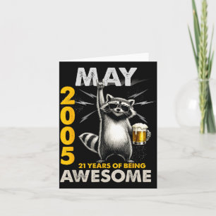 21st Birthday Racoon Beer May 2005 Vintage 21 Card