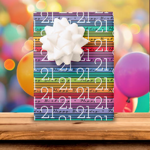 21st Birthday Rainbow Stripes Wrapping Paper Sheet