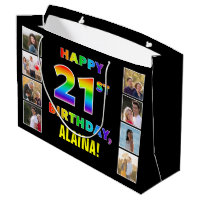 21st Birthday: Rainbow Text, Custom Photos & Name